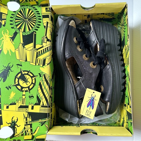 38 Fly London Ylva Wedge Lace-Up Leather Sandal Shoe 38 - Picture 3 of 7